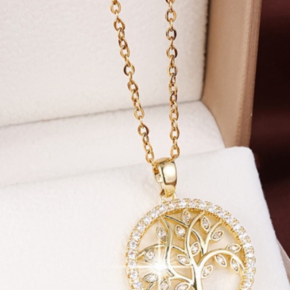 Gold plated necklace for women tree of life design - Picture 4 of 6